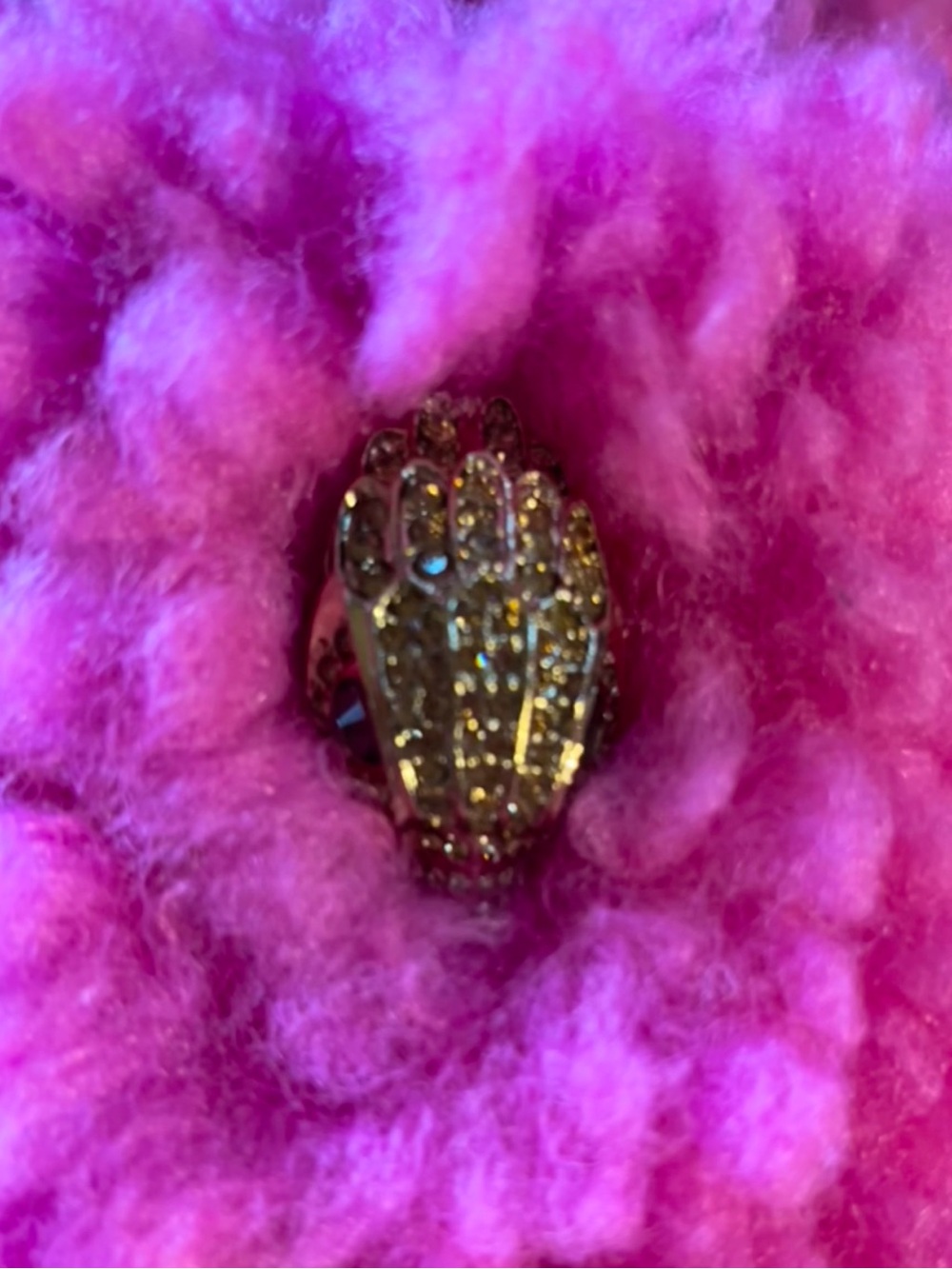 Kurt Geiger London Kensington Fuchsia Pink Faux Fur Slippers Crystal Eagle US 8 - Picture 6 of 8
